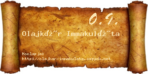 Olajkár Immakuláta névjegykártya
